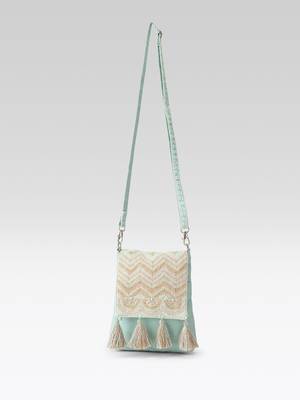  mod stitch mint green chevron cotton sling bag 7