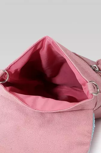  mod stitch dusty pink chevron cotton sling bag