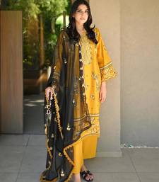 Yellow silk blend embroidered palazzo set