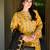Yellow silk blend embroidered palazzo set