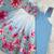 Blue silk blend printed flared gown set