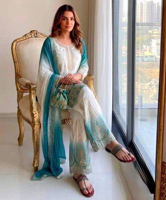Multicolor georgette embroidered palazzo set 2