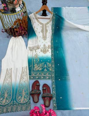 Multicolor georgette embroidered palazzo set 4