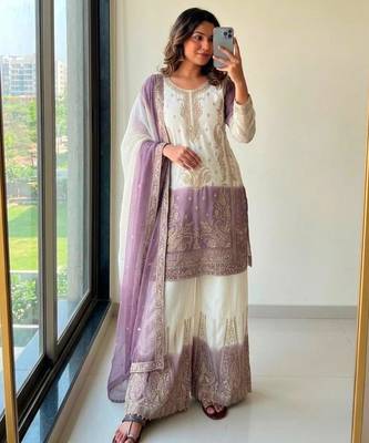 Multicolor georgette embroidered palazzo set 3