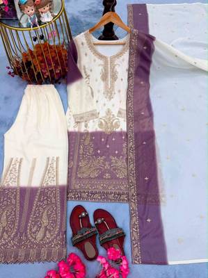 Multicolor georgette embroidered palazzo set 4