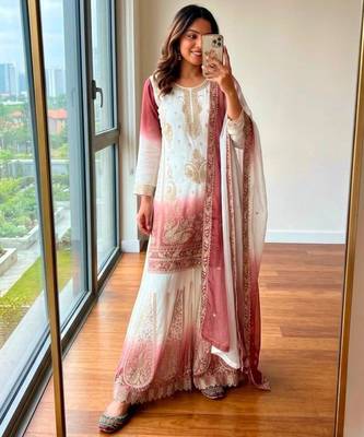 Multicolor georgette embroidered palazzo set 2