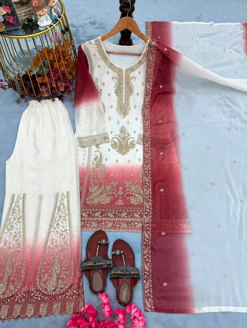 Multicolor georgette embroidered palazzo set