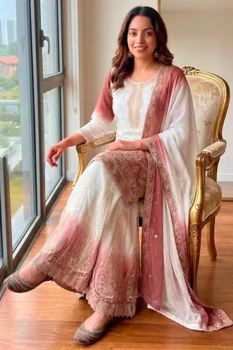 Multicolor georgette embroidered palazzo set