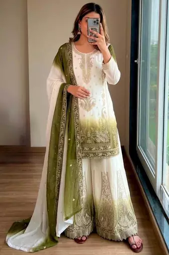 Multicolor georgette embroidered palazzo set