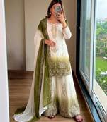 Multicolor georgette embroidered palazzo set