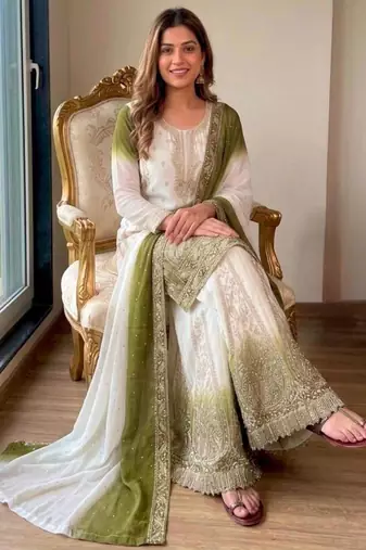 Multicolor georgette embroidered palazzo set