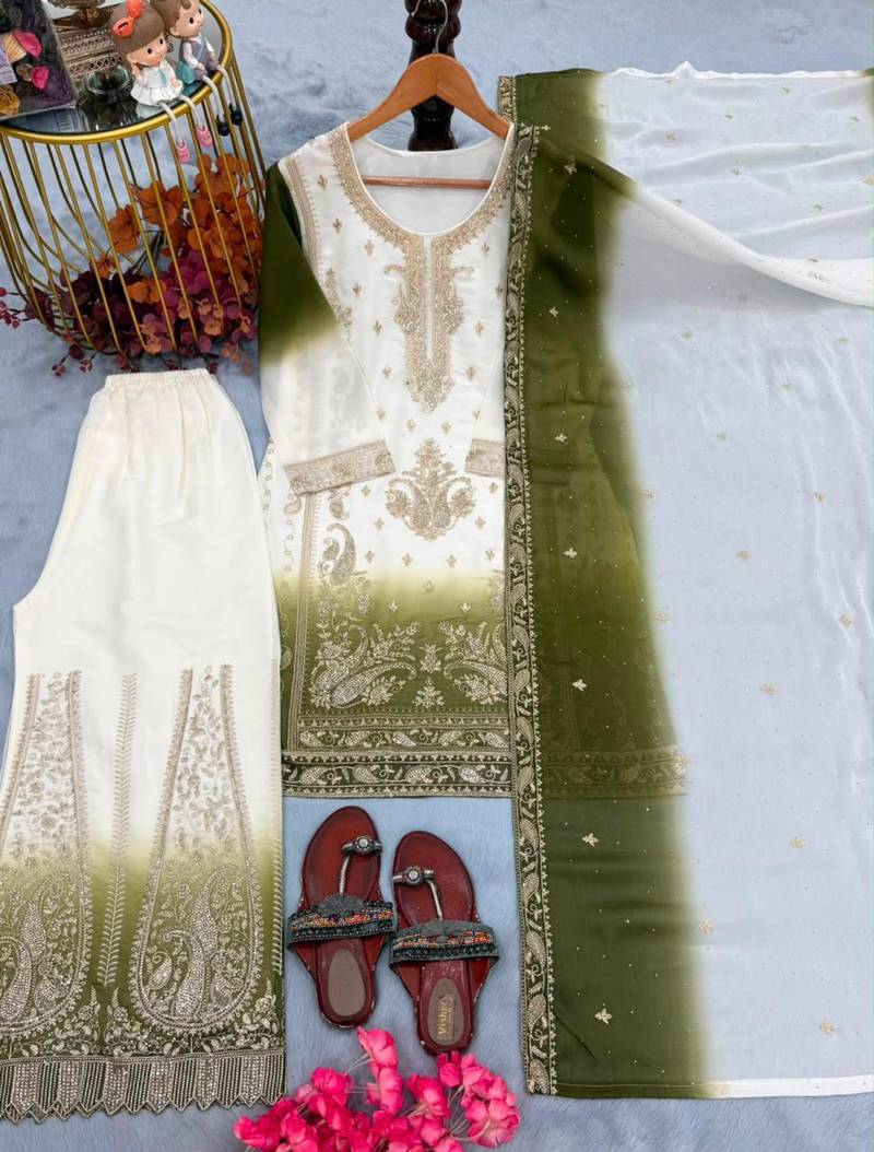 Multicolor georgette embroidered palazzo set