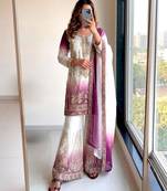 Multicolor georgette embroidered palazzo set
