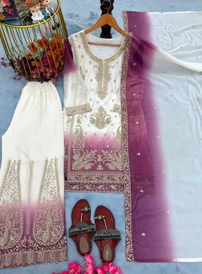Multicolor georgette embroidered palazzo set 3