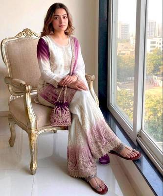 Multicolor georgette embroidered palazzo set 4