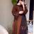 Brown silk blend embroidered kurta set