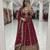 Magenta faux georgette embroidered flared gown set