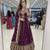 Purple faux georgette embroidered flared gown set