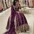 Purple faux georgette embroidered flared gown set