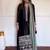 Black silk blend embroidered kurta set