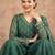 Green silk blend embroidered palazzo set