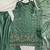 Green silk blend embroidered palazzo set