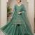 Green silk blend embroidered palazzo set