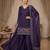 Purple silk blend embroidered palazzo set