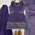 Purple silk blend embroidered palazzo set