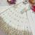 White silk blend embroidered flared gown set