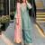 Blue silk blend embroidered Farshi salwar set