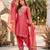 Pink silk blend embroidered palazzo set