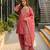 Pink silk blend embroidered palazzo set