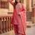 Pink silk blend embroidered palazzo set