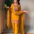 Dark-yellow georgette embroidered farshi salwar set