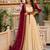 Beige crepe embroidered flared gown set