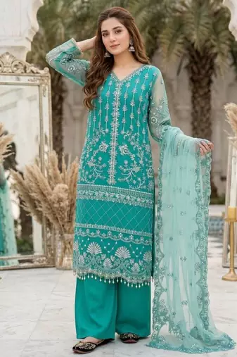 Blue net sequins palazzo set