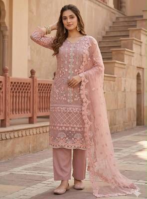 Peach net sequins palazzo set 1