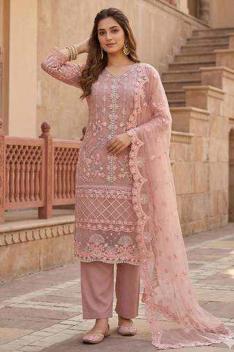 Peach net sequins palazzo set
