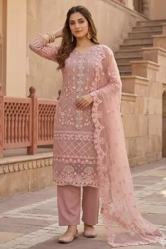 Peach net sequins palazzo set