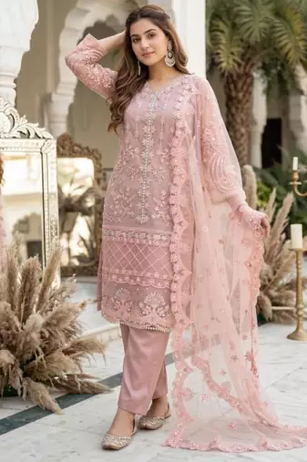 Peach net sequins palazzo set