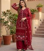 Red net sequins palazzo set