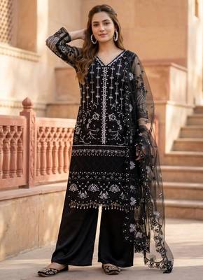 Black net sequins palazzo set 2