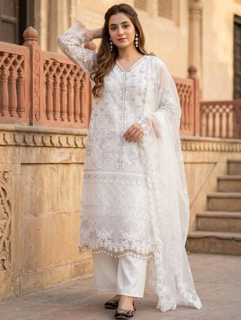 White net sequins palazzo set