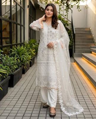 White net sequins palazzo set 2