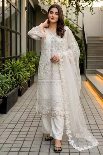 White net sequins palazzo set