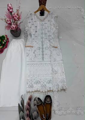 White net sequins palazzo set 3