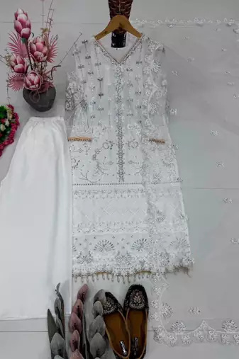 White net sequins palazzo set