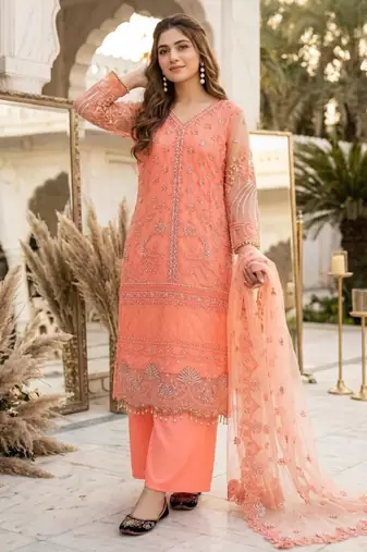 Orange net sequins palazzo set