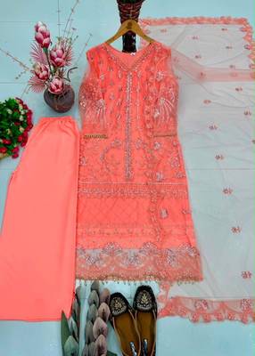 Orange net sequins palazzo set 3